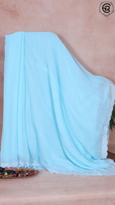 Baby Blue Sequined Designer Georgette Saree