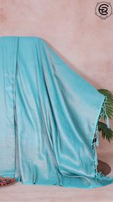 Cyan Blue Semi Kanchi Soft Silk Saree