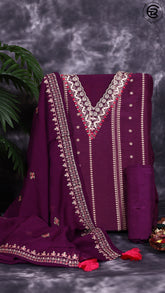 Byzantine Purple & Gold Soft Silk Brocade Zari Gota Patti Designer Salwar