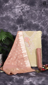 Sage Green and Amaranth Pink Silk Zardosi Gotta Patti Designer Salwar