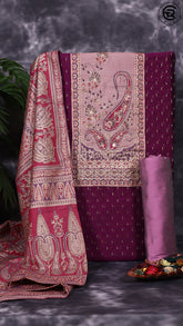 Purple & Pink Silk Cotton Designer Salwar
