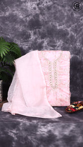 Pink and Lilac Chanderi Silk Pearl Zardosi White Stone Golden Outline Pattern Designer Salwar