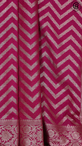 Lollipop Violet Zari Zigzag Mashru Katan Banarasi Silk Saree