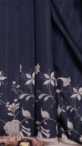 Black and Beige Floral Digital Print Mango Silk Saree