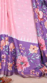 Salmon Pink and Orchid Violet Floral Butta and Digital Printed Pallu Fancy Georgette Saree