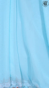 Baby Blue Sequined Designer Georgette Saree