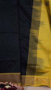 Black and Yellow Pochampalli Ikat Border Silk Cotton Saree