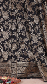 Black Khadi Georgette Banarasi Saree