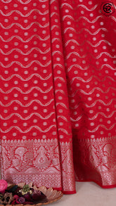 Red Zari Curved Line Pattern Warm Silk Saree