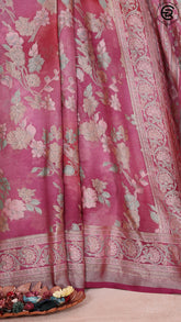 Pink Floral Brasso Silk Saree