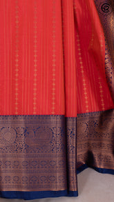 Raspberry Red and Navy Blue Bridal Kanchipuram Silk Saree