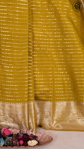 Trombone Yellow Zari Line Pattern with Rich Pallu Warm Silk Saree