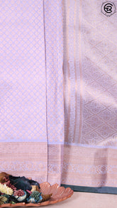 Pigeon Grey & Green Kanchipuram Silk Saree