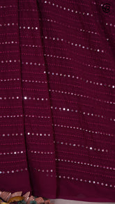Burgundy Mirror Sequined Designer Georgette Saree