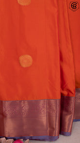 Rusty Orange & Sky Blue Kanchipuram Silk Saree