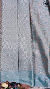 Sea Blue and Gold Diamond Kanchipuram Tissue Silk Saree