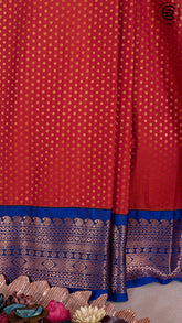 Crimson Red and Royal Blue Festive Kanchipuram Silk Saree