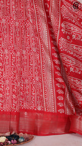 Red Paisley Chanderi Silk Cotton Saree