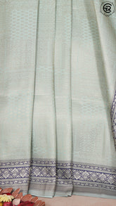 Tea Green and Blue Zari Handloom Banarasi Silk Saree