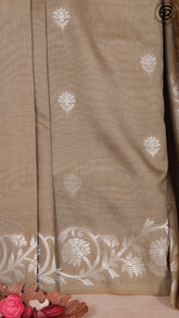 Mehndi Green Floral Zari Weaved Semi Tussar Silk Saree