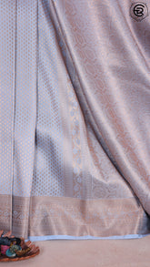 Greyish Blue Kanchipuram Silk Saree