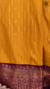 Honey Yellow and Byzantine Maroon Bridal Kanchipuram Silk Saree
