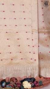 Light gold & Maroon Temple Zari Semi Tussar Saree