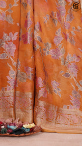 Yellow Floral Brasso Silk Saree