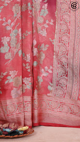 Peach Floral Brasso Silk Saree