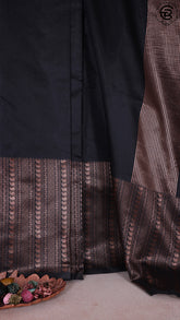 Black Heavy Border Semi Kanchi Silk Saree
