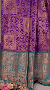 Purple and Jade Green Bridal Pure Kanchipuram Saree