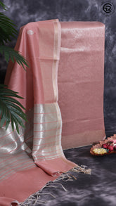 Pure Zari Tissue Maheshwari Silk Salwar (Top & Dupatta) - Onion Pink