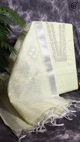 Light Green Silver Tissue Silk Mirror Embroidery Designer Salwar
