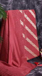 Golden Pink Tissue Silk Golden Zari Women Cross Striped Pattern Designer Salwar