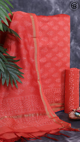 Rusty Orange Chanderi Cotton Silk Floral Bagru Printed Salwar
