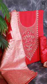 Rani Pink Chanderi Silk Gold Zardosi Embroidery Pattern Designer Salwar