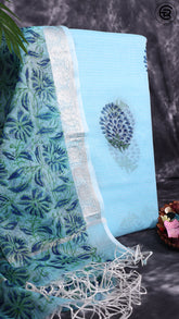 Kota Doria Cotton Salwar (Top & Dupatta) - Maya Blue