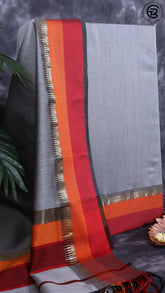 Pure Maheshwari Silk Salwar (Top & Dupatta) - Grey