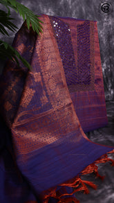 Royal Violet & Gold Tissue Silk Zardosi Design Neck Designer Salwar