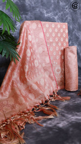 Sepia Brown Silk Cotton Floral Self Zari Woven Banaras Salwar