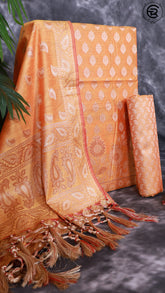 Golden Yellow Silk Cotton Floral Self Zari Woven Banaras Salwar