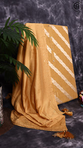 Golden Yellow Tissue Silk Golden Zari Women Cross Striped Pattern Designer Salwar