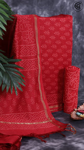 Carmine Maroon Chanderi Cotton Silk Floral Bagru Printed Salwar