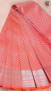 Peachy Orange Festive Kanchipuram Saree
