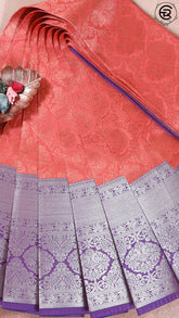 Peach, Pink and Purple Kanchipuram Silk Saree
