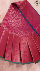 Pink and Green Bridal Kanchipuram Silk Saree