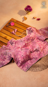 Pink Floral Embroidered Organza Blouse