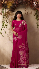 Pink & Gold Sliver Rose Tussar Silk Saree