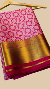 Pink and Gold Tissue Silk Saree