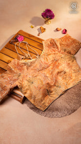 Golden Beige Floral Embroidered Organza Blouse